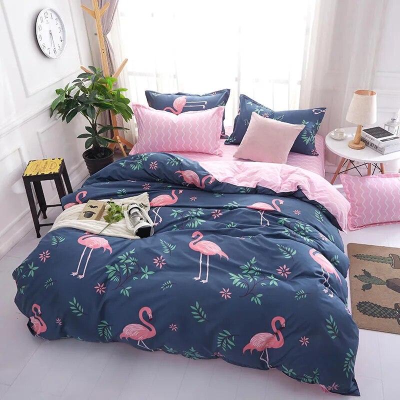 Dreamland Delights Cat Bedding Set in Feisty Flamingos