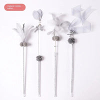 Thumbnail for Fairy Flare Cat Stick Toy in grey, four pieces