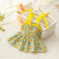Thumbnail for KittyNook Cat Co. Summer Cotton Cat Dress with shoulder ties, shown on pearl hanger for breezy comfort near flowers.