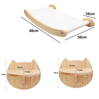 Thumbnail for KittyNook Cat Co. Luxurious Wall-Mounted Cat Paradise: 48x30x10 cm hammock, two 19x19 cm cat-head shelves.