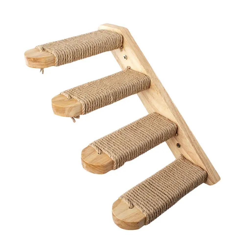 The KittyNook Cat Co. Luxurious Wall-Mounted Cat Paradise has four sisal perches, crafted for stylish feline lounging.