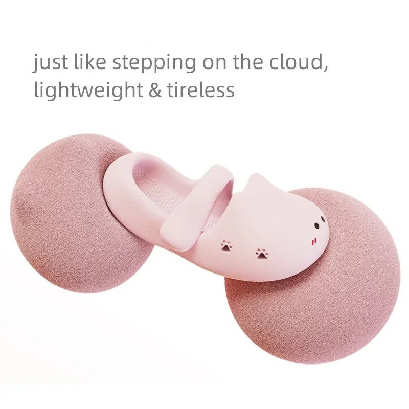 KittyNook Cat Co. Adorable Cat Face Comfort Sandals: plush EVA, non-slip, cloud-like comfort for cat lovers.