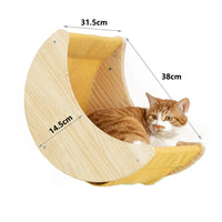 Thumbnail for An orange and white cat lounges in the Luxurious Wall-Mounted Cat Paradise by KittyNook Cat Co., with cm dimensions shown.