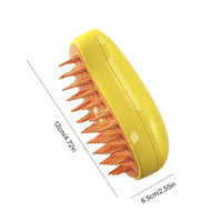 Thumbnail for KittyNook Cat Co. Electric Cat Grooming Brush, yellow with orange bristles, 12cm x 6.5cm, on white background.