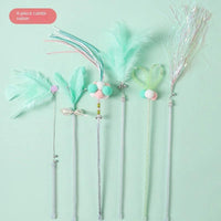 Thumbnail for Fairy Flare Cat Stick Toy in green, six pieces