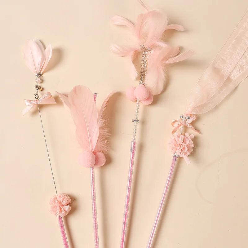 Fairy Flare Cat Stick Toy in pink