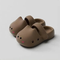 Thumbnail for KittyNook Cat Co. Adorable Cat Face Comfort Sandals feature cute animal faces, pink cheeks, and a non-slip sole.