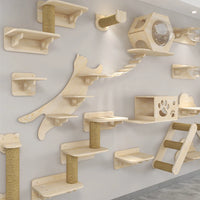 Thumbnail for The Luxurious Wall-Mounted Cat Paradise by KittyNook Cat Co. offers premium indoor play with shelves and a bridge.