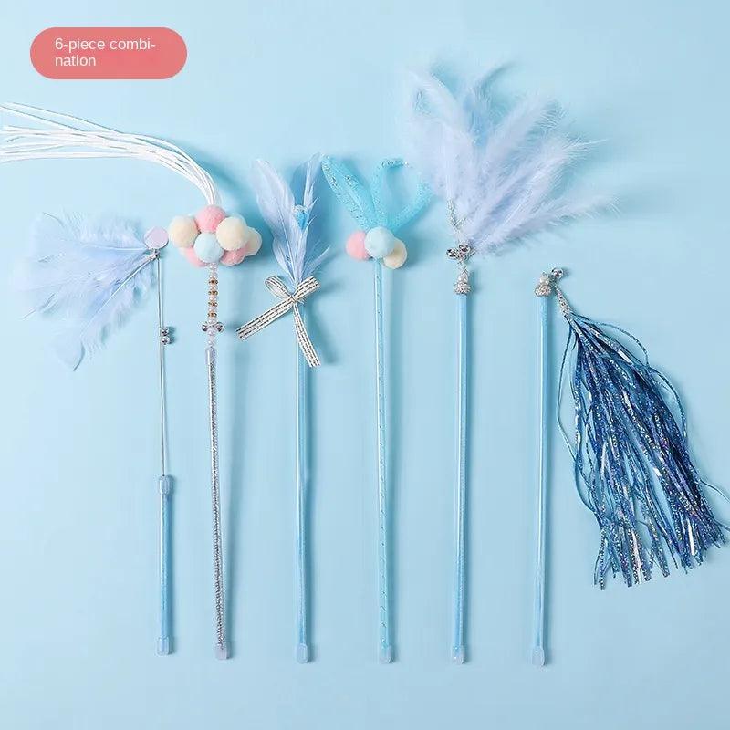 Fairy Flare Cat Stick Toy in blue, six pieces