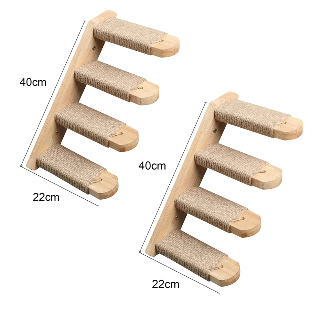 KittyNook Cat Co. Luxurious Wall-Mounted Cat Paradise: two rope-step stairs, 40x22cm, premium feline habitat.