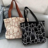 Thumbnail for Arty Cat Canvas Tote Handbags KittyNook Cat Company