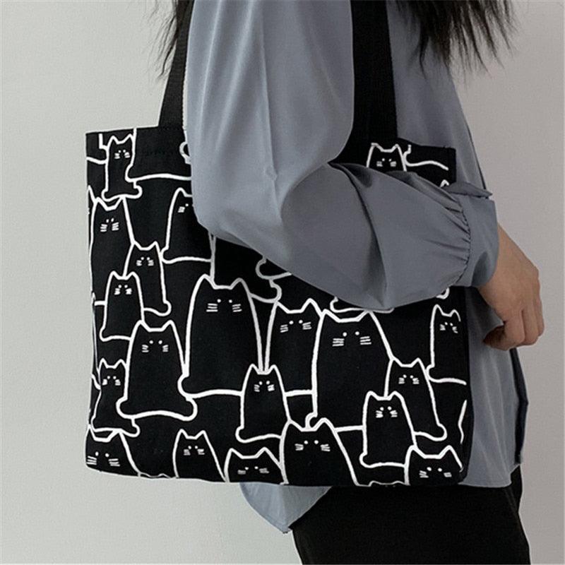 Arty Cat Canvas Tote Handbags KittyNook Cat Company