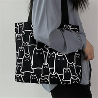 Thumbnail for Arty Cat Canvas Tote Handbags KittyNook Cat Company