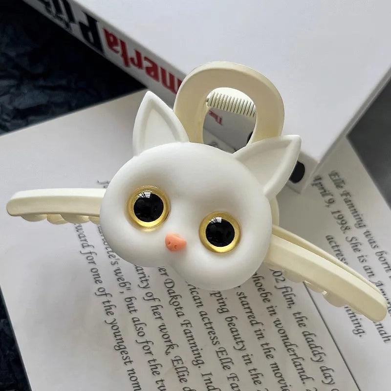 Big Eyes Cat Hair Clip Hair Claws & Clips KittyNook Cat Company White