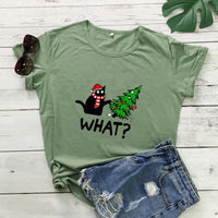 Thumbnail for Black Cat What? Christmas Tee T-Shirt KittyNook Olive S