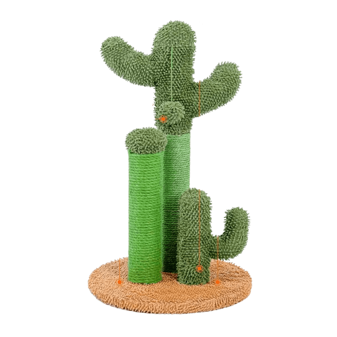 Cactus Cat Tree Scratching Post Cat Furniture KittyNook Cat Company Trio Tree - Large (Beige Base)