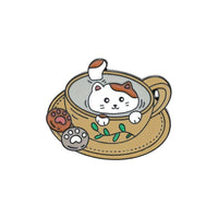 Thumbnail for Caffeine Cats Enamel Pin Brooches & Lapel Pins KittyNook Cat Company Cat-tea