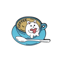 Thumbnail for Caffeine Cats Enamel Pin Brooches & Lapel Pins KittyNook Cat Company Coffee <3