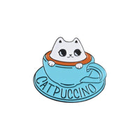 Thumbnail for Caffeine Cats Enamel Pin Brooches & Lapel Pins KittyNook Cat Company Catpuccino