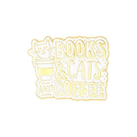 Thumbnail for Caffeine Cats Enamel Pin Brooches & Lapel Pins KittyNook Cat Company Books and Cats and Coffee