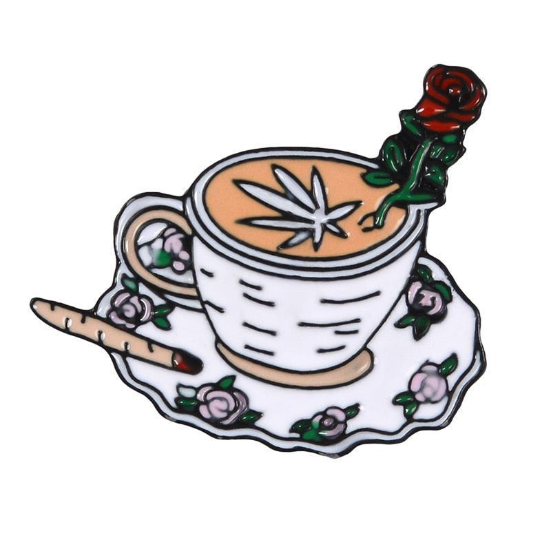 Caffeine Cats Enamel Pin Brooches & Lapel Pins KittyNook Cat Company Rose Latte