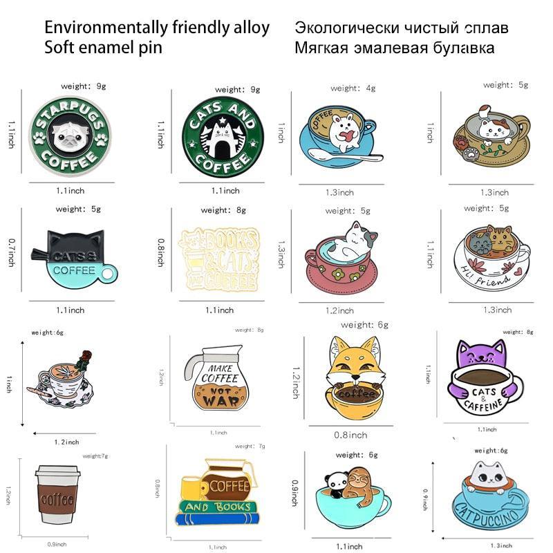 Caffeine Cats Enamel Pin Brooches & Lapel Pins KittyNook Cat Company