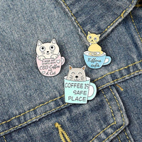 Thumbnail for Caffeine Cats Enamel Pin Brooches & Lapel Pins KittyNook Cat Company
