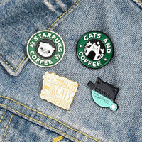 Thumbnail for Caffeine Cats Enamel Pin Brooches & Lapel Pins KittyNook Cat Company