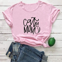 Thumbnail for Cat Mom Printed Tee Shirts & Tops KittyNook Pink-Black Text S