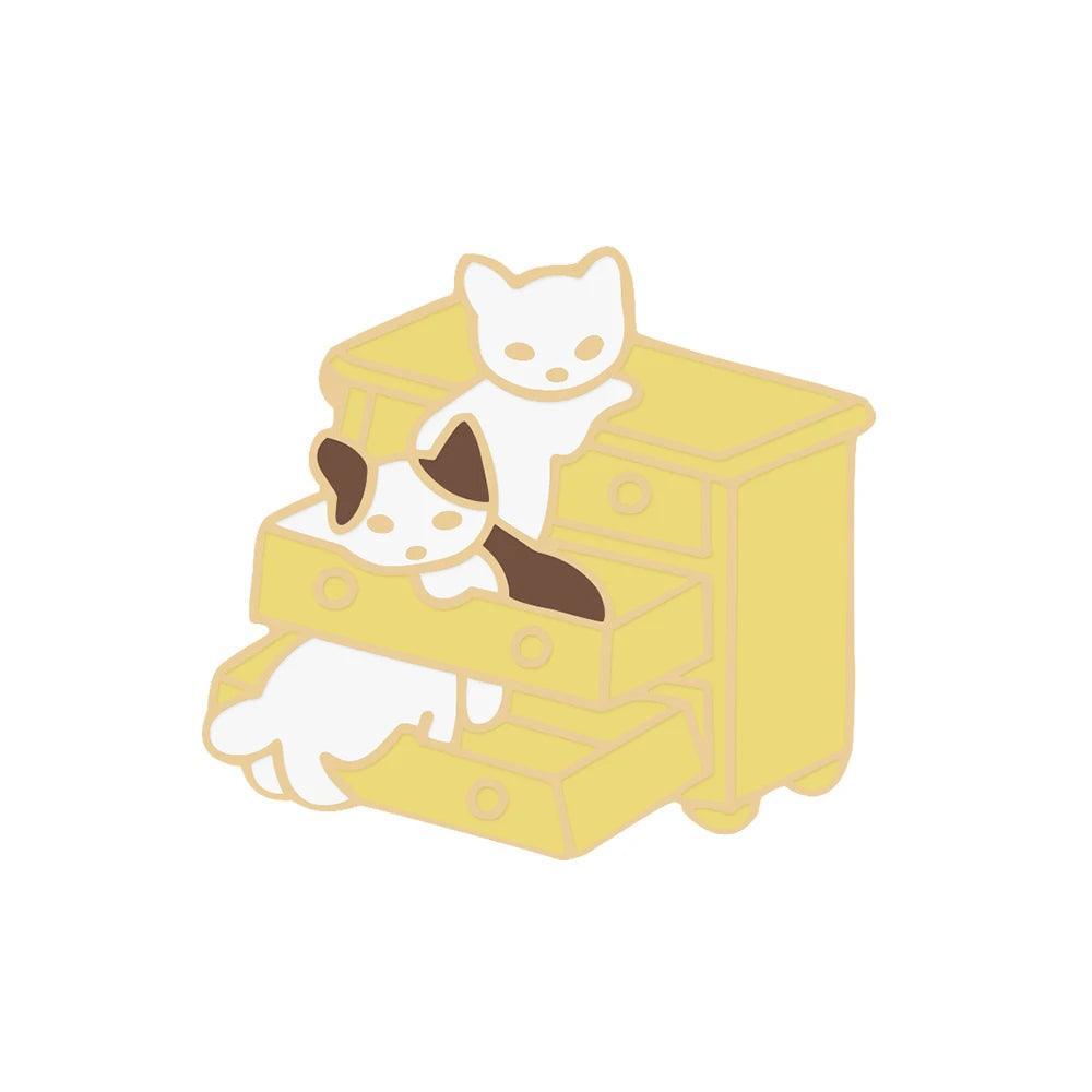 Cat n' Book Enamel Pin KittyNook Cat Company Cats Inside a Drawer
