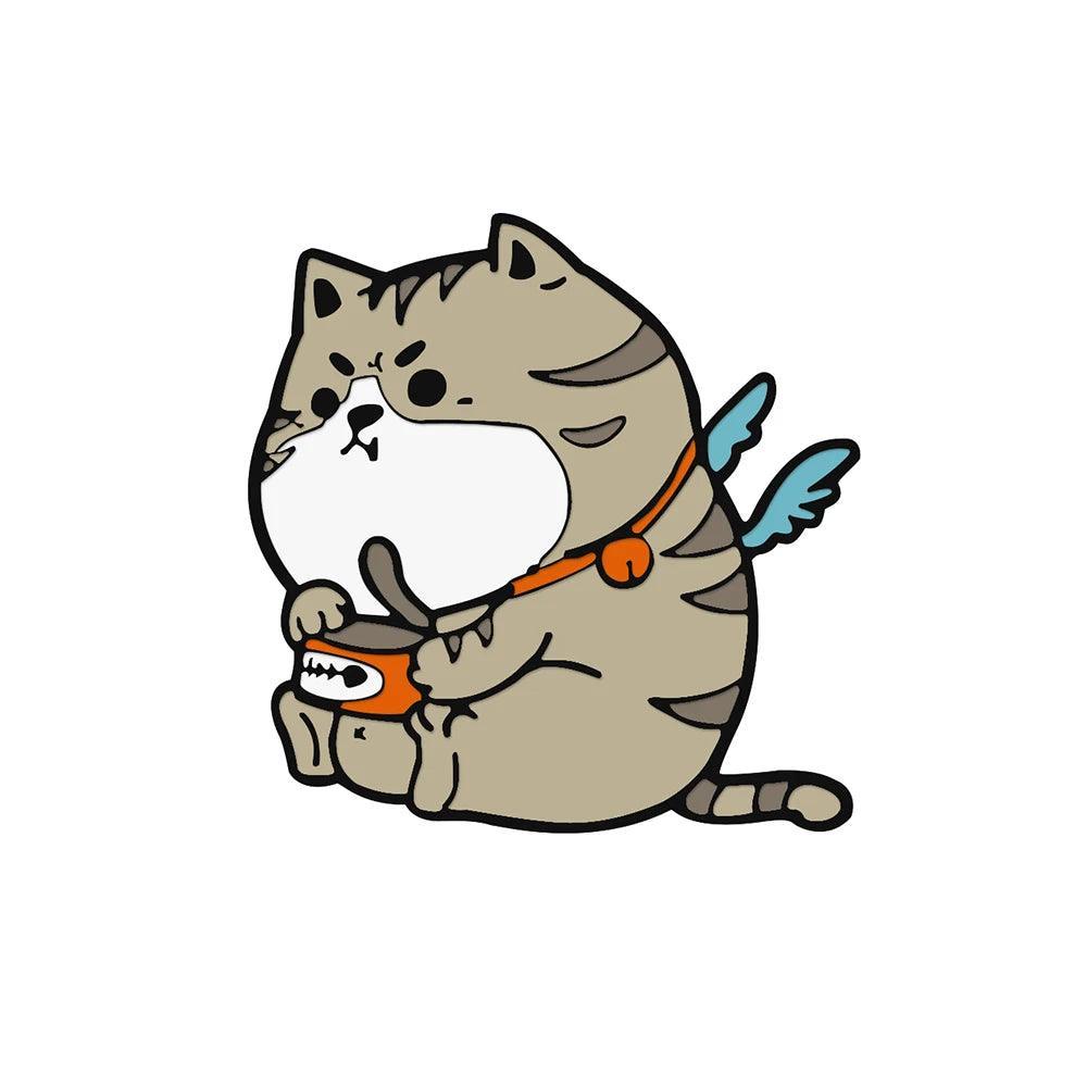 Cat n' Book Enamel Pin KittyNook Cat Company Cute Fat Cat