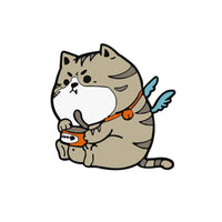 Thumbnail for Cat n' Book Enamel Pin KittyNook Cat Company Cute Fat Cat