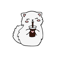 Thumbnail for Cat n' Book Enamel Pin KittyNook Cat Company Cat Taking a Sip