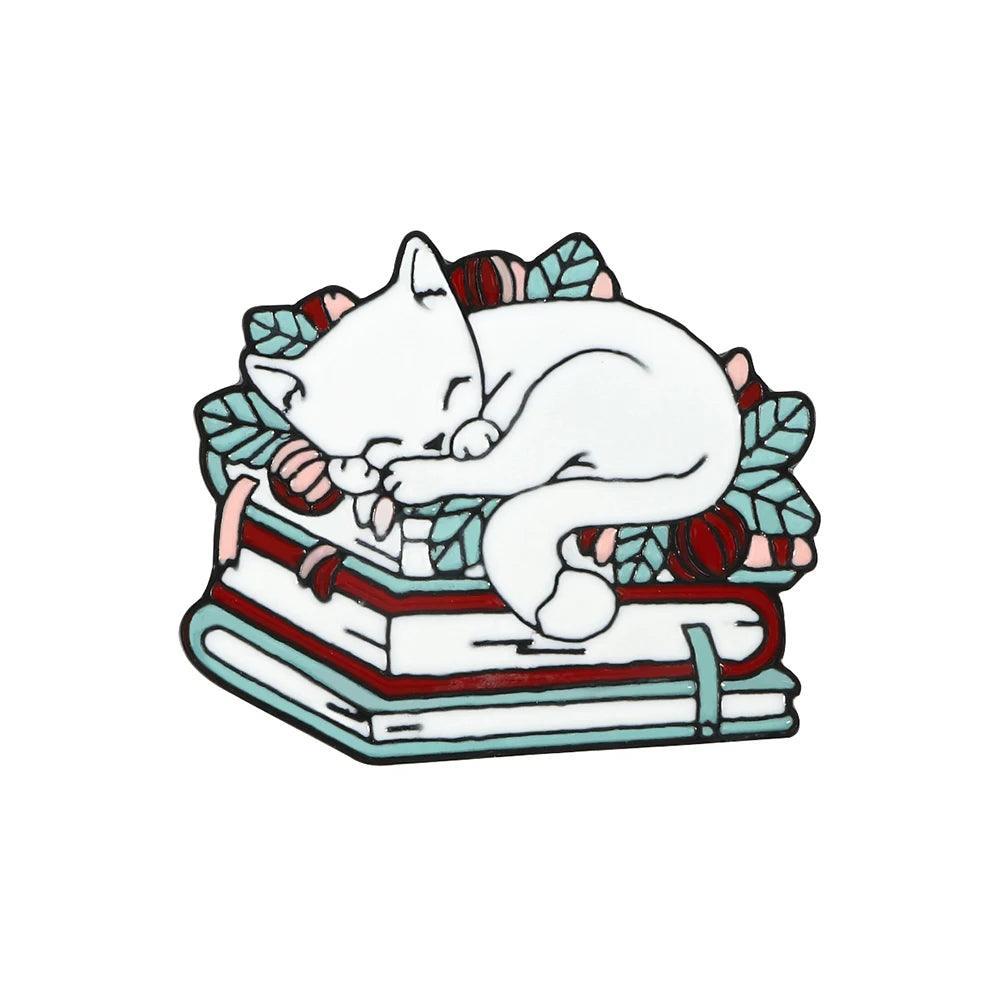 Cat n' Book Enamel Pin KittyNook Cat Company Cat n' Book