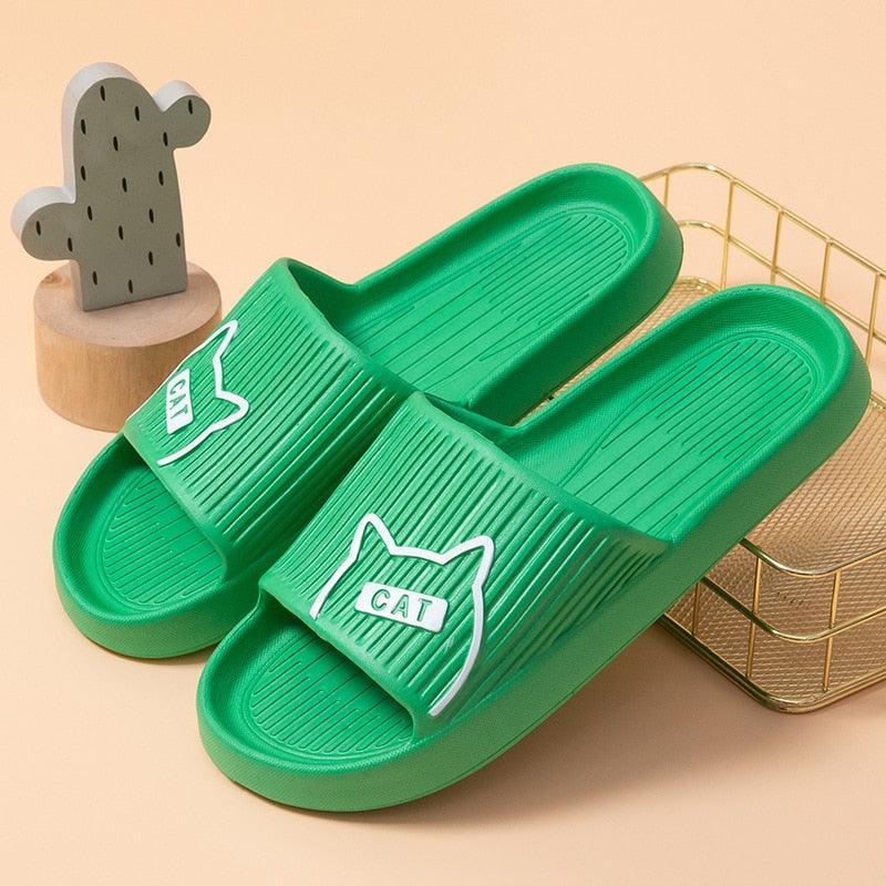 Comfort Slides Cat House Slippers Slides KittyNook Cat Company C-A-T Dark Green 36-37 (US Women 4-5)