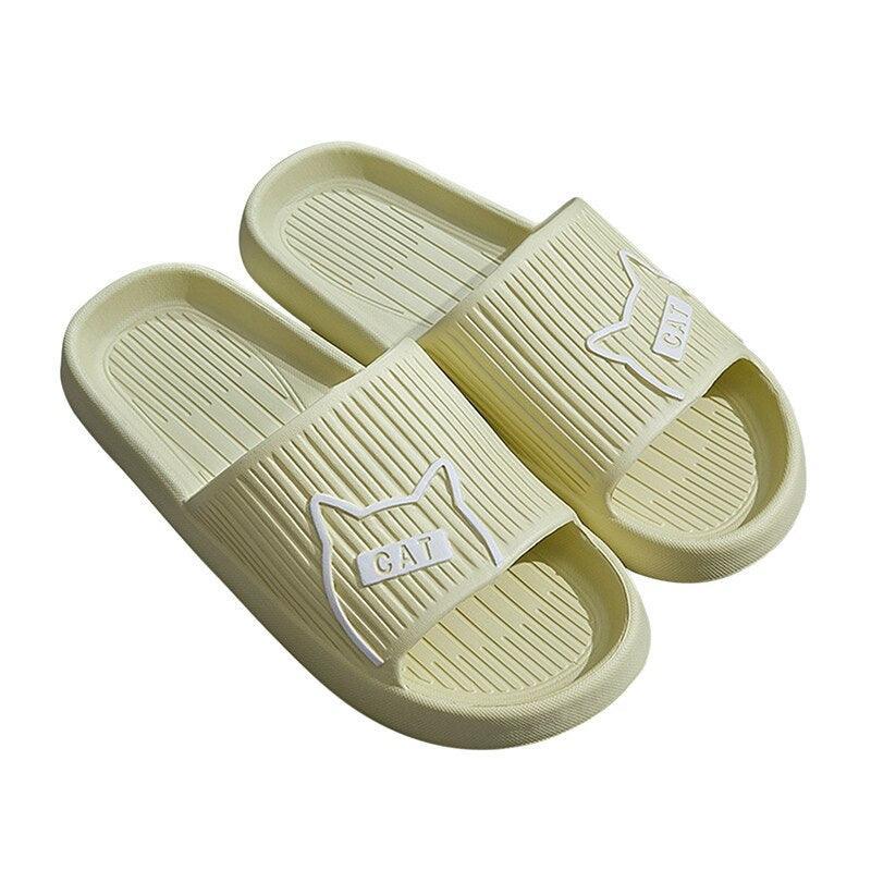 Comfort Slides Cat House Slippers Slides KittyNook Cat Company C-A-T Lime Green 38-39 (US Women 6-7)