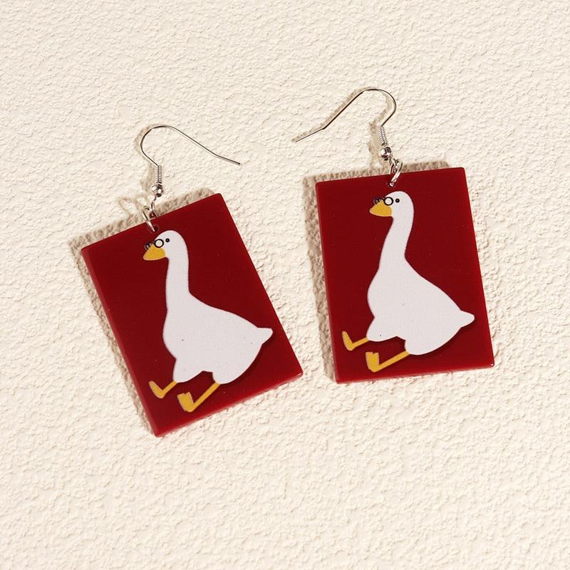 Critter Creatures Long Dangle Earrings Earrings KittyNook Cat Company Smarty Geese