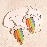 Thumbnail for Critter Creatures Long Dangle Earrings Earrings KittyNook Cat Company Clouds Vomiting Rainbows