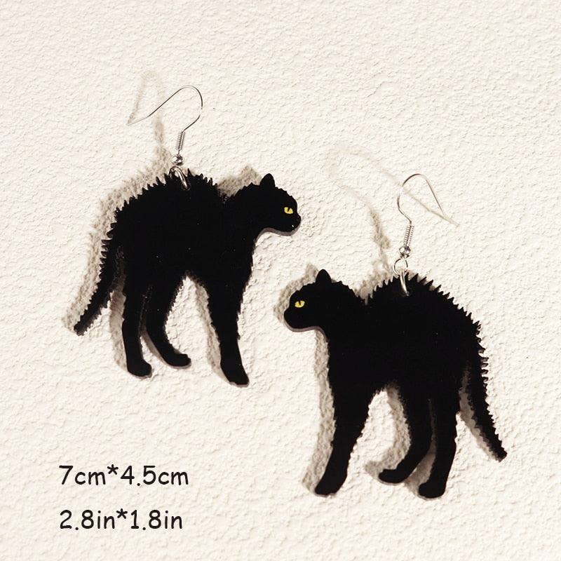 Critter Creatures Long Dangle Earrings Earrings KittyNook Cat Company Cats with Hair Standing Up