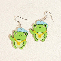 Thumbnail for Critter Creatures Long Dangle Earrings Earrings KittyNook Cat Company Blingy Frogs