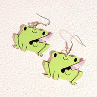 Thumbnail for Critter Creatures Long Dangle Earrings Earrings KittyNook Cat Company Frogs with Knives - Style A