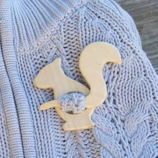 Critter Friends Wooden Brooch Brooches & Lapel Pins KittyNook Cat Company Squirrel