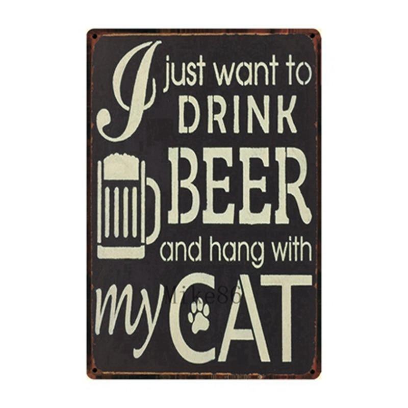 Cutie Catz Vintage Style Cat Poster Posters, Prints, & Visual Artwork KittyNook Drink Beer and Hang with My Cat