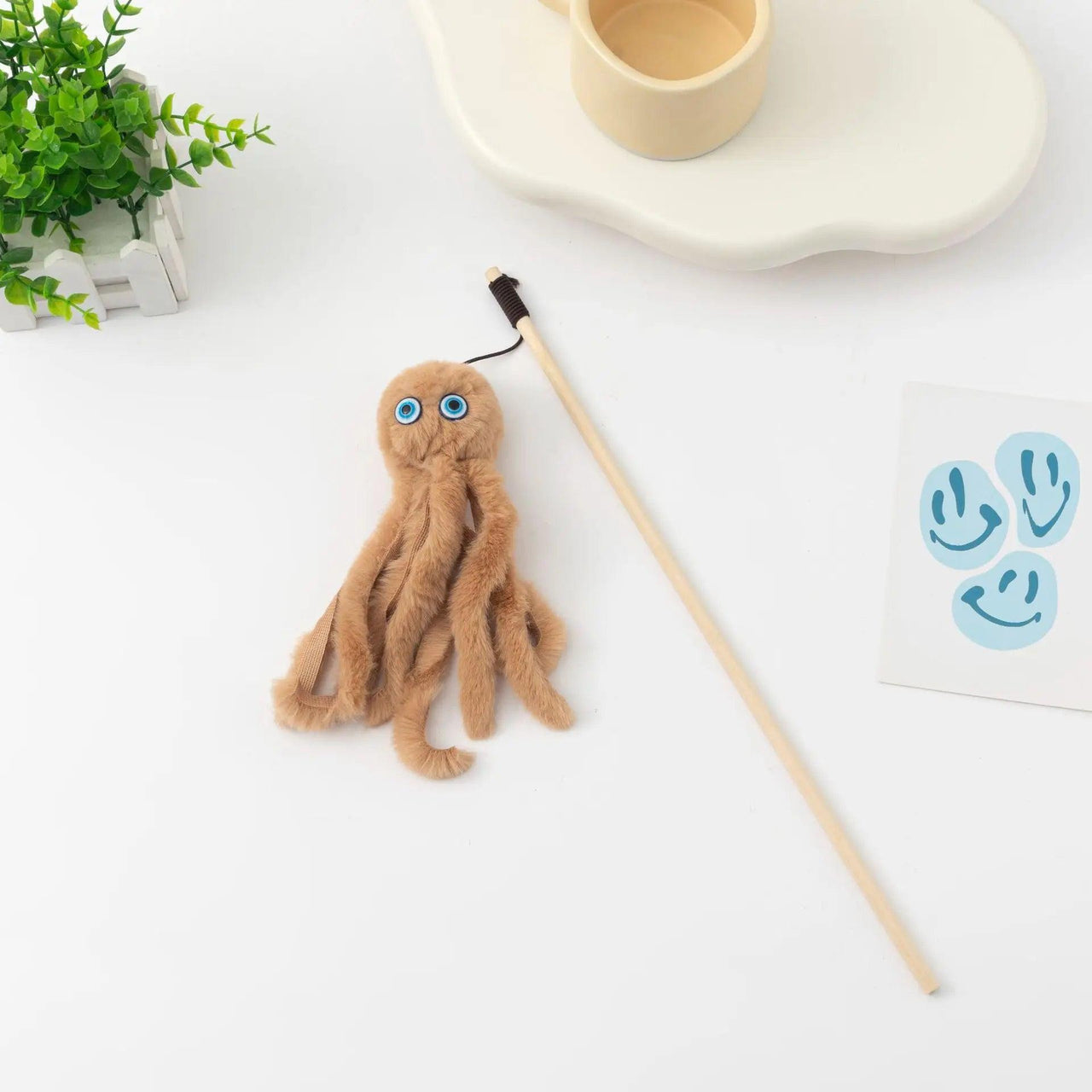 Da Octopus Cat Stick Toy Cat Toys KittyNook Cat Company Brown