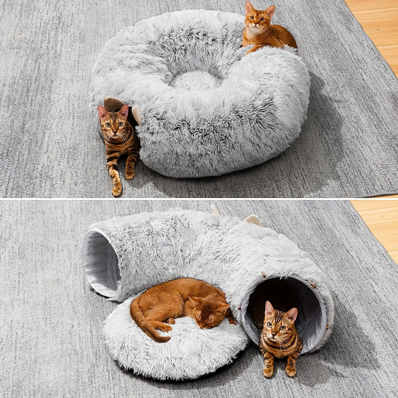 Disk-O Fluffy Cat Tunnel Bed Cat Beds KittyNook Cat Company