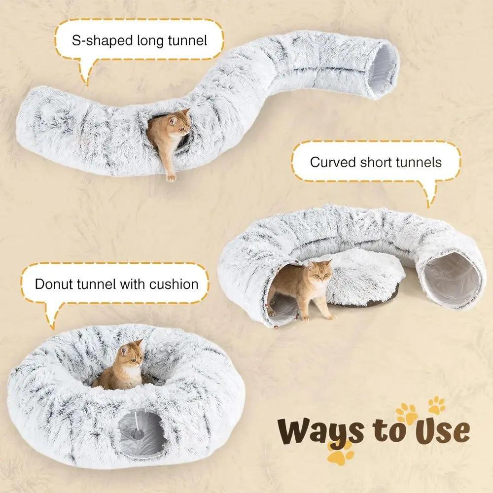 Disk-O Fluffy Cat Tunnel Bed Cat Beds KittyNook Cat Company