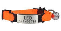 Thumbnail for Engrave-Your-Name Cat Collar Pet Collars & Harnesses KittyNook Orange & Silver