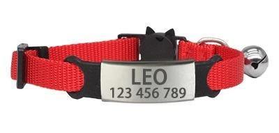 Engrave-Your-Name Cat Collar Pet Collars & Harnesses KittyNook Red & Silver