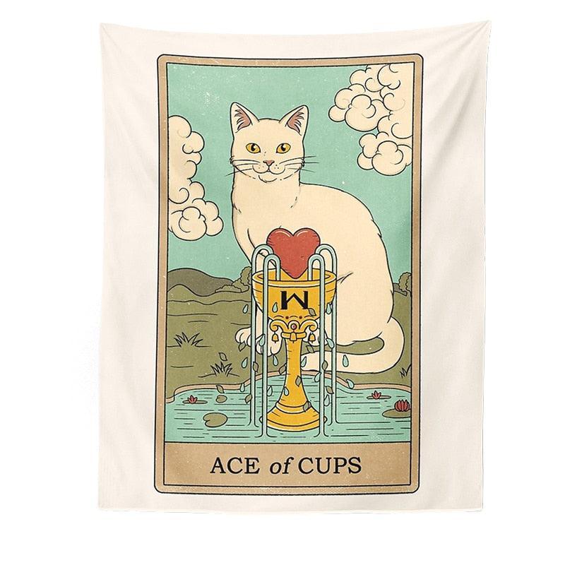 Felinomancy Cat Tapestry Decorative Tapestries KittyNook Cat Company Ace of Cups S