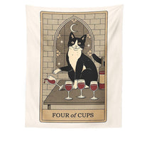 Thumbnail for Felinomancy Cat Tapestry Decorative Tapestries KittyNook Cat Company Four of Cups S